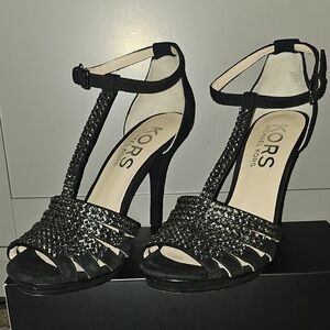 Michael Kors Glittering Rhinestone Black Heels 7.5